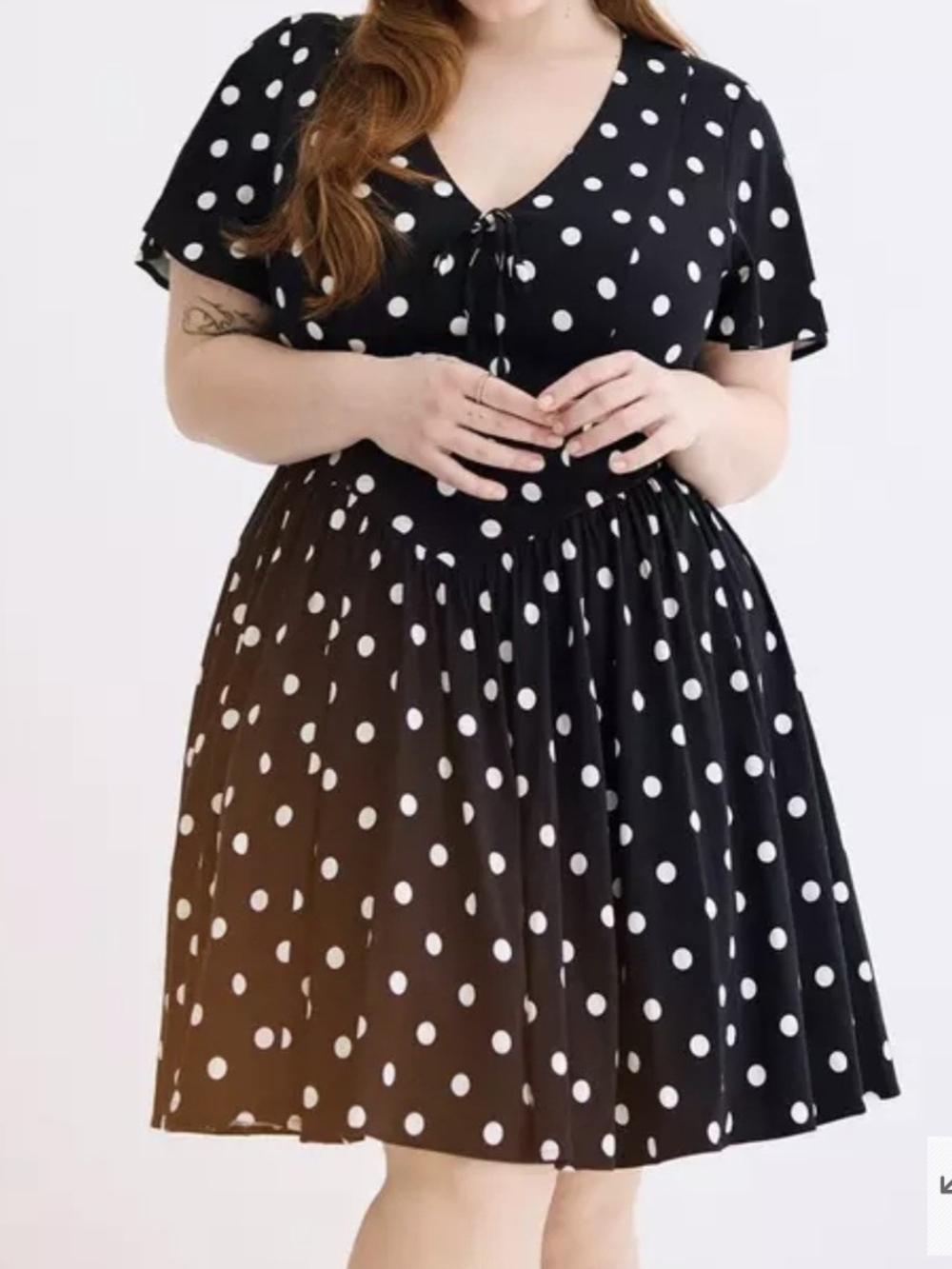 torrid Retro Black & White Polka Dot Tie-Front Mini Dress